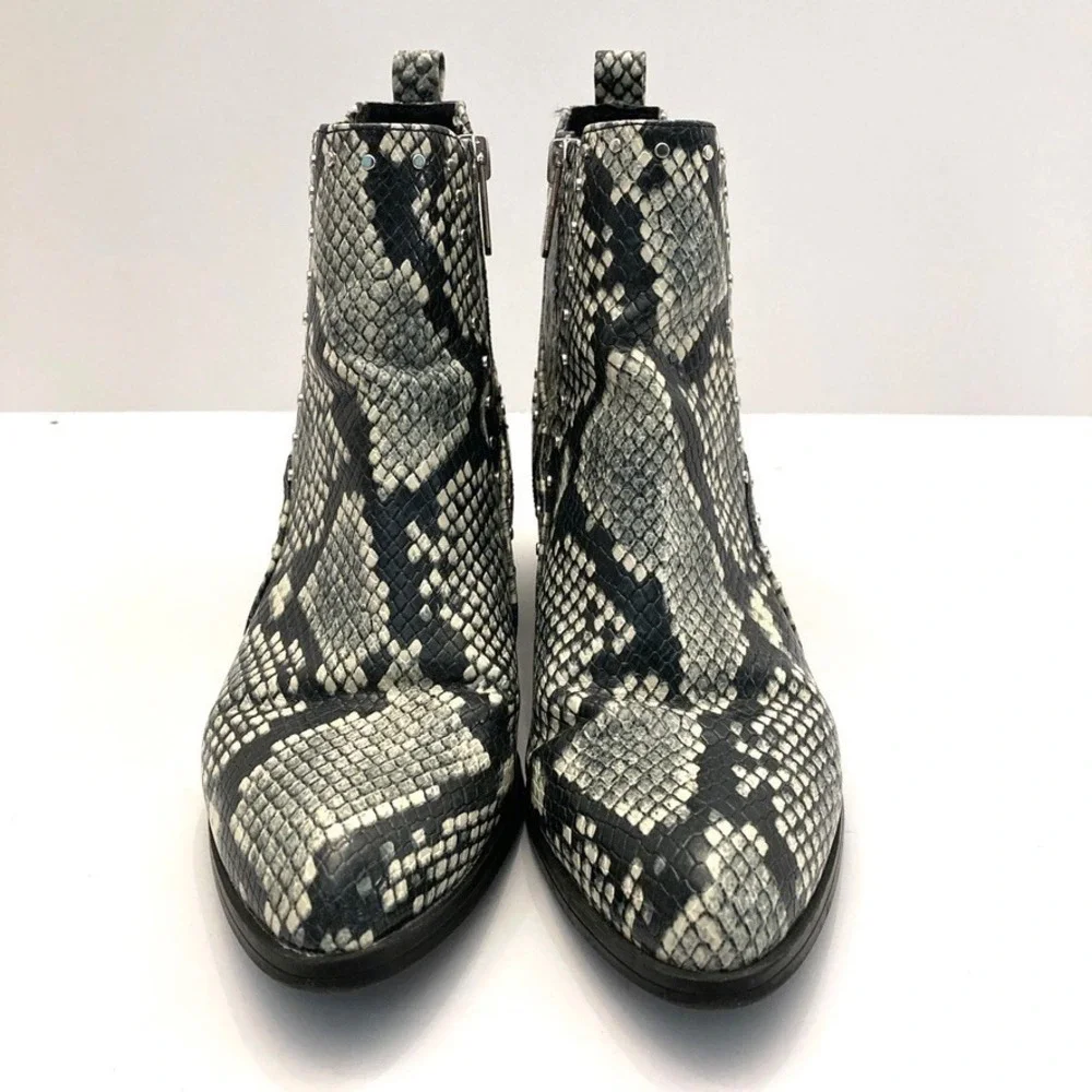Circus by‎ Sam Edelman Jenna Boots Bootie Snake Faux Leather Studded Womens 6.5